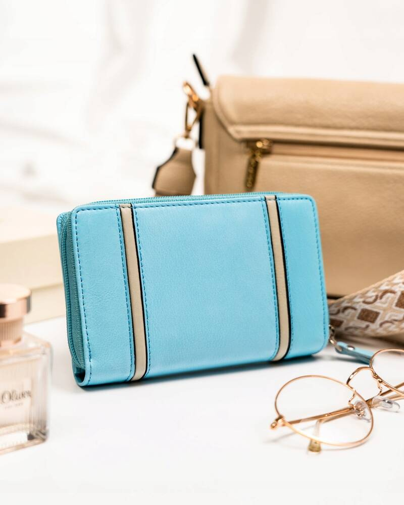 Elegancki skórzany portfel damski na zatrzask i suwak - Peterson - obrazek 3