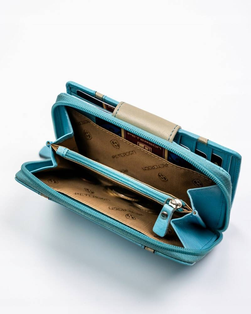 Elegancki skórzany portfel damski na zatrzask i suwak - Peterson - obrazek 8