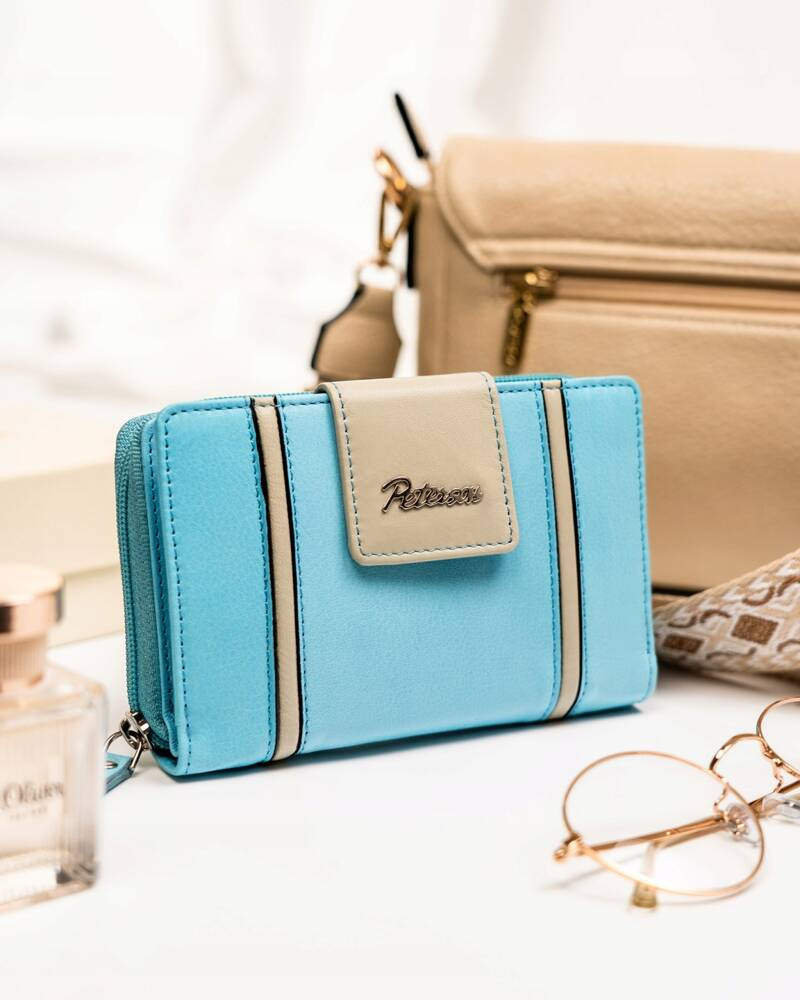 Elegancki skórzany portfel damski na zatrzask i suwak - Peterson - obrazek 2