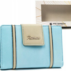Elegancki skórzany portfel damski na zatrzask i suwak - Peterson