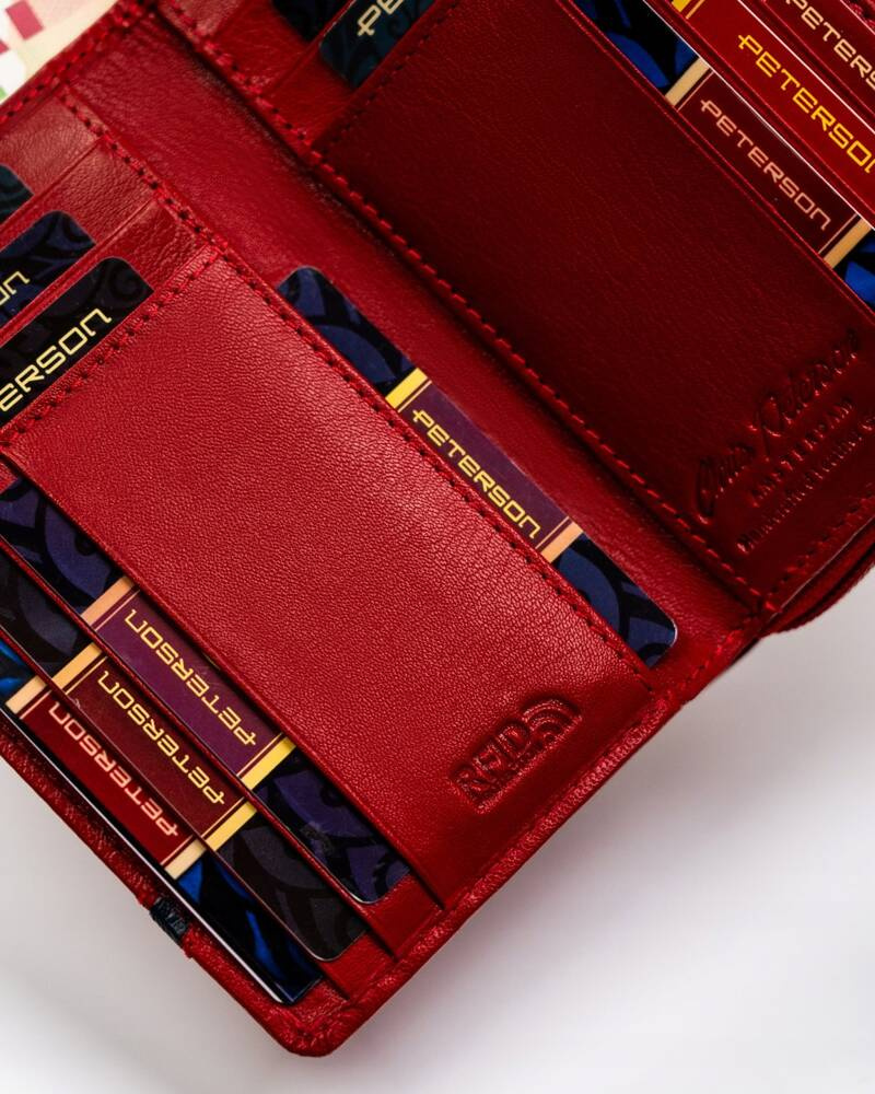 Elegancki skórzany portfel damski na zatrzask i suwak - Peterson - obrazek 7