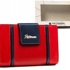 Elegancki skórzany portfel damski na zatrzask i suwak - Peterson
