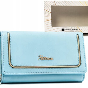 Duży, skórzany portfel damski na zatrzask i suwak - Peterson
