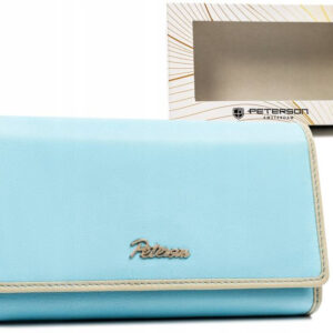 Pojemny, skórzany portfel damski na zatrzask i suwak - Peterson