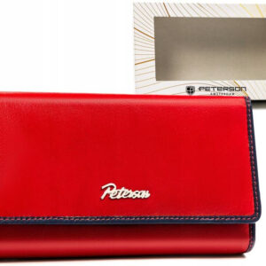 Pojemny, skórzany portfel damski na zatrzask i suwak - Peterson
