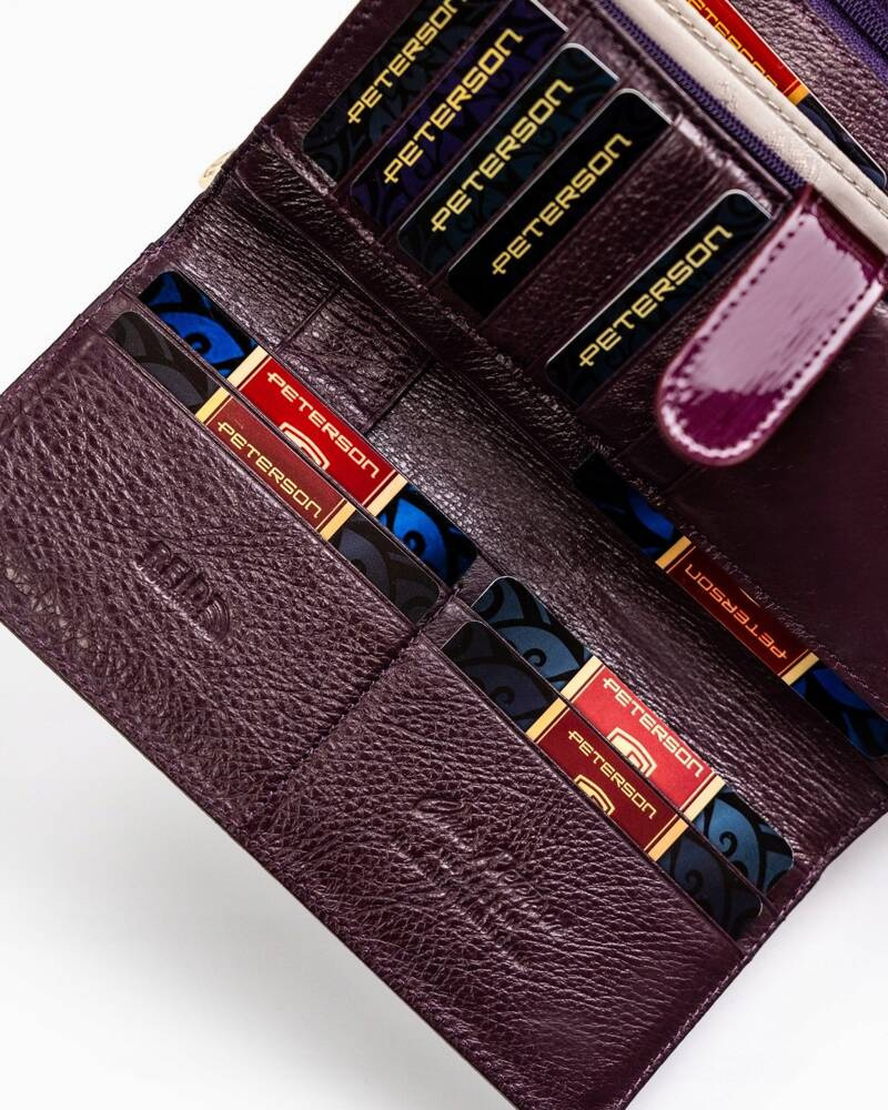 Skórzany, lakierowany portfel damski z miejscem na długopis - Peterson - obrazek 10