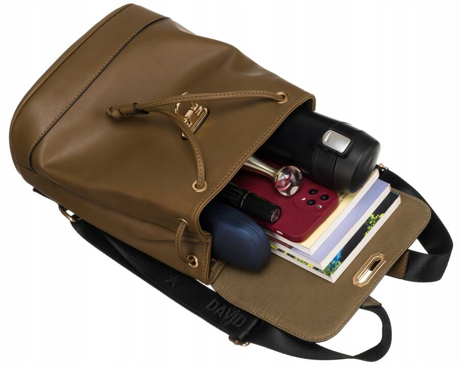 Miejski plecak damski z klapką wykonany ze skóry ekologicznej - David Jones - obrazek 9