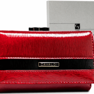 Duży portfel damski ze skóry naturalnej na zatrzask i bigiel - 4U Cavaldi