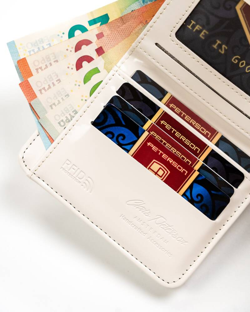 Mały portfel damski ze skóry ekologicznej na zatrzask i suwak - Peterson - obrazek 8