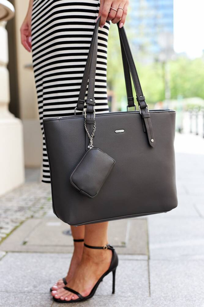 Shopperka damska ze skóry ekologicznej z dodatkową portmonetką - Rovicky - obrazek 4