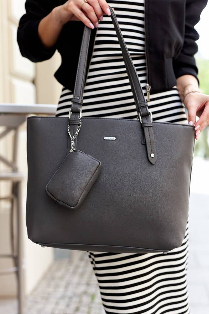 Shopperka damska ze skóry ekologicznej z dodatkową portmonetką - Rovicky - obrazek 6