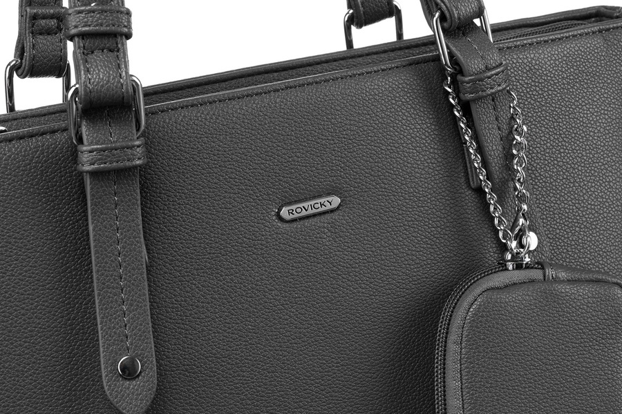 Shopperka damska ze skóry ekologicznej z dodatkową portmonetką - Rovicky - obrazek 13