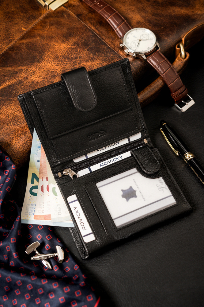 Duży, skórzany portfel męski na zatrzask - 4U Cavaldi - obrazek 5