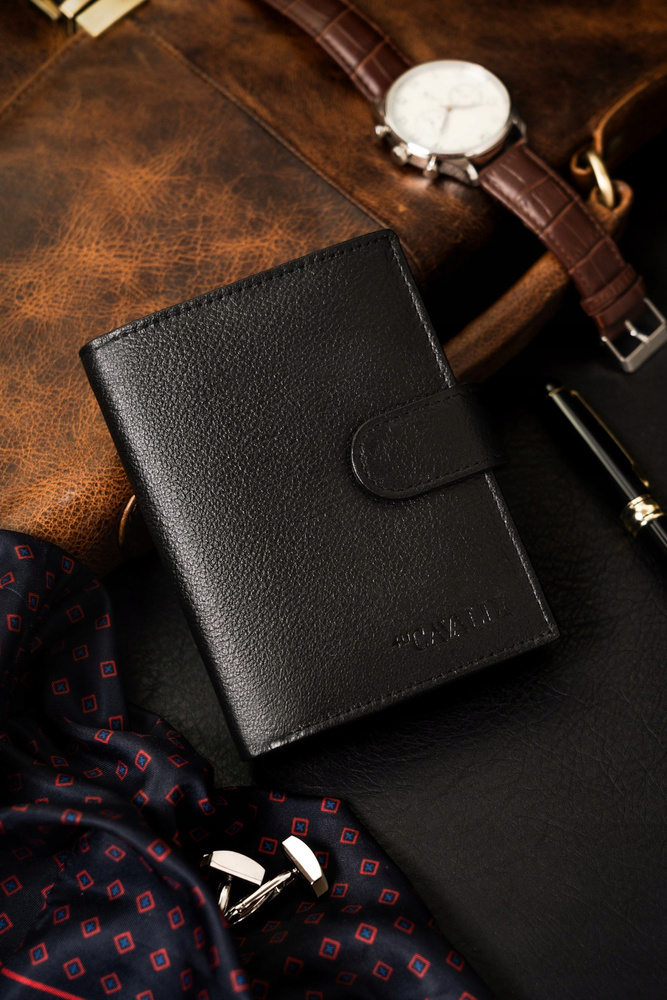 Duży, skórzany portfel męski na zatrzask - 4U Cavaldi - obrazek 2