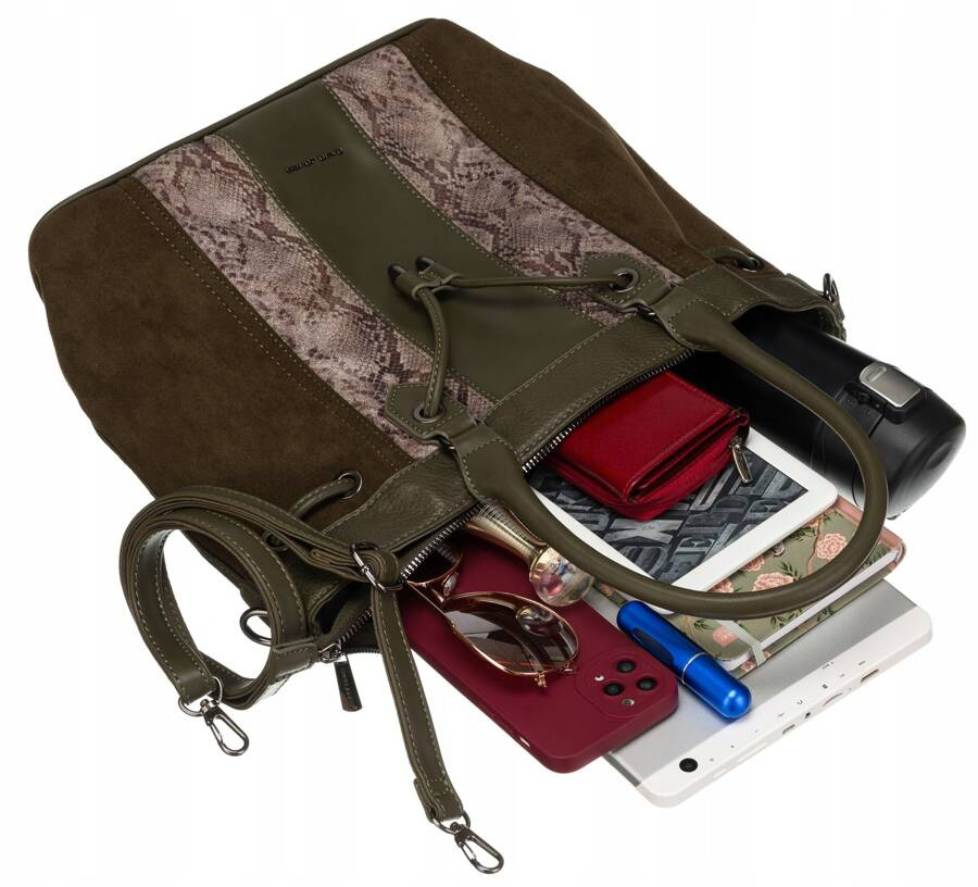 Torba damska ze skóry ekologicznej z motywem skóry węża - David Jones - obrazek 7