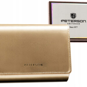 Portfel damski ze skóry ekologicznej na zatrzask i suwak - Peterson