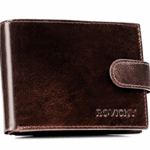 Duży, skórzany portfel męski na zatrzask - Rovicky