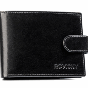 Duży, skórzany portfel męski na zatrzask - Rovicky