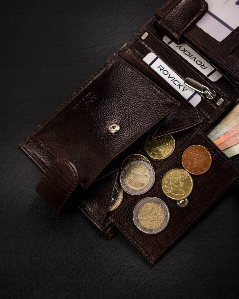 Duży portfel męski ze skóry naturalnej zapinany na zatrzask - Rovicky - obrazek 10