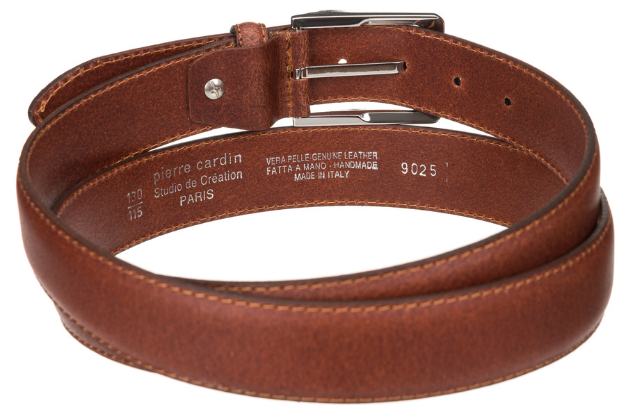 Skórzany pasek męski z klasyczną klamrą - Pierre Cardin - obrazek 4