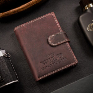 Klasyczny, duży portfel męski ze skóry naturalnej na zatrzask - Always Wild