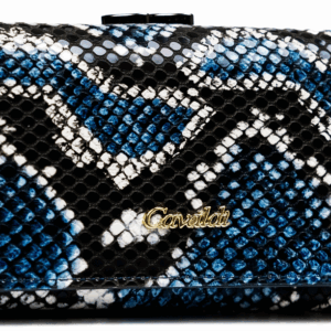 Portfel damski ze skóry naturalnej i ekologicznej o fakturze imitującej skórę węża - 4U Cavaldi