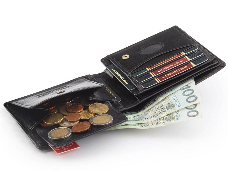 Skórzany, średni portfel męski z systemem RFID - Peterson - obrazek 8