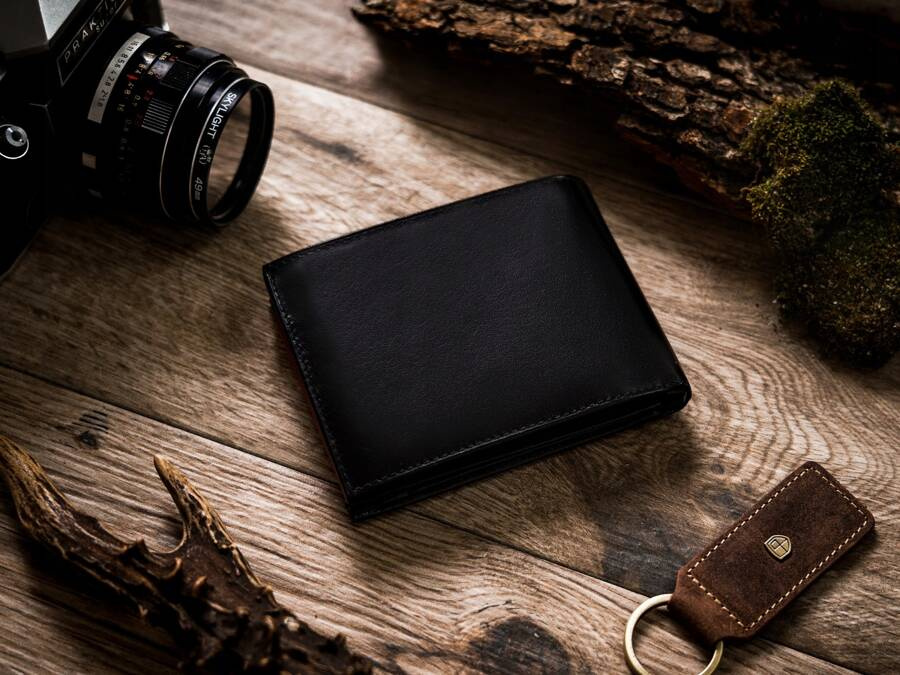 Skórzany portfel męski z systemem RFID - Peterson - obrazek 3