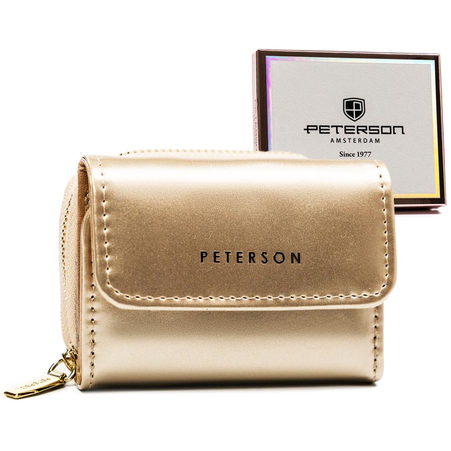 Elegancki portfel damski z lakierowanej skóry ekologicznej - Peterson