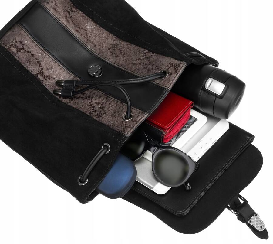 Plecak damski ze skóry ekologicznej z klapką - David Jones - obrazek 8