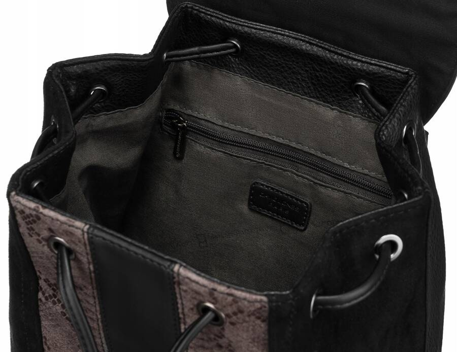 Plecak damski ze skóry ekologicznej z klapką - David Jones - obrazek 6