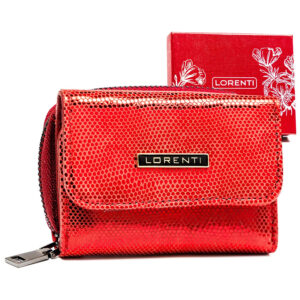 Mały, kompaktowy portfel damski z błyszczącej skóry naturalnej - Lorenti