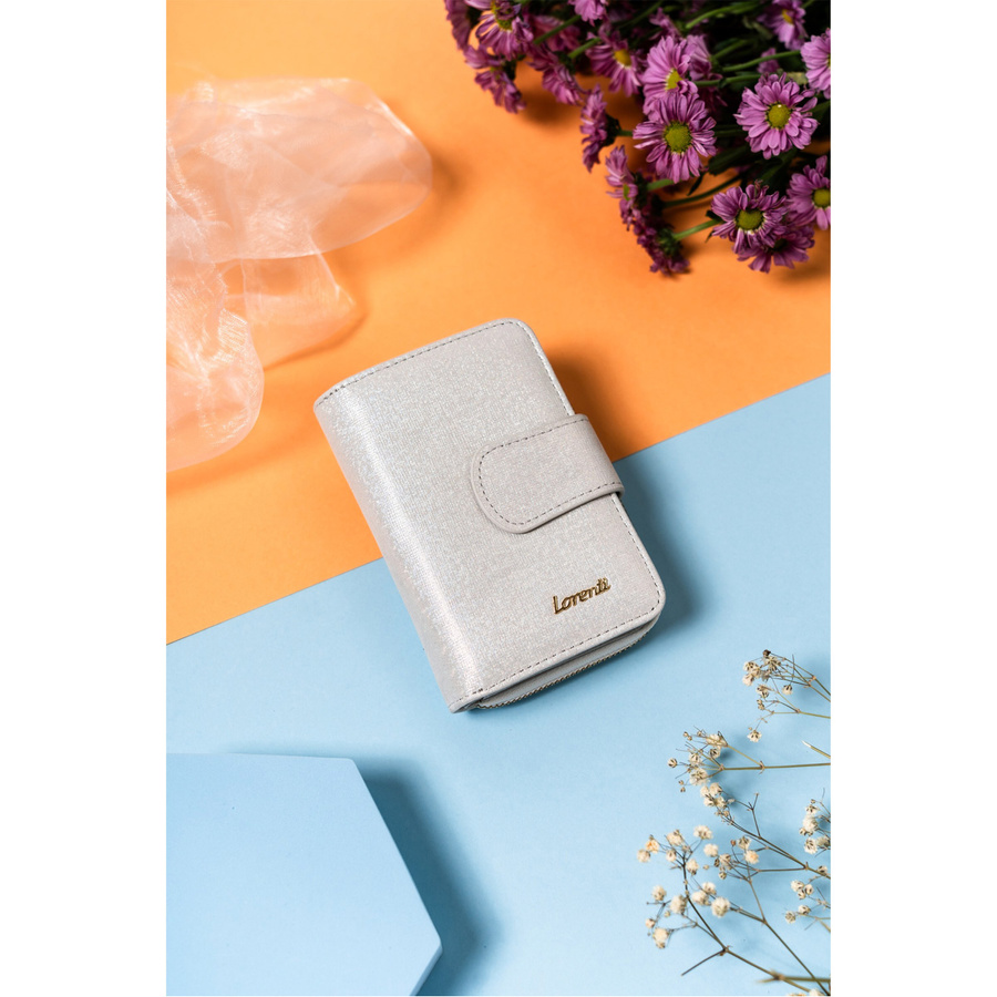 Skórzany, elegancki portfel damski na zatrzask i suwak - Lorenti - obrazek 2