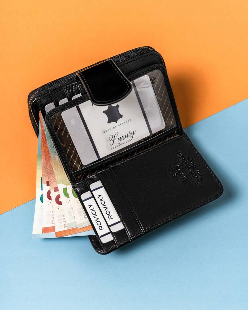 Klasyczny, elegancki portfel damski na zatrzask i suwak - Lorenti - obrazek 5