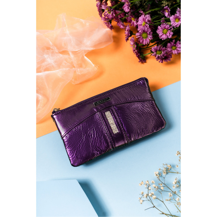 Duży portfel damski na zamek z breloczkiem w zestawie - Lorenti - obrazek 2