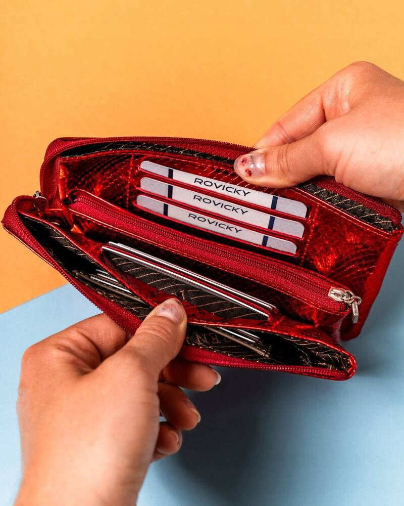 Duży portfel damski na zamek wykonany ze skóry naturalnej - Lorenti - obrazek 8