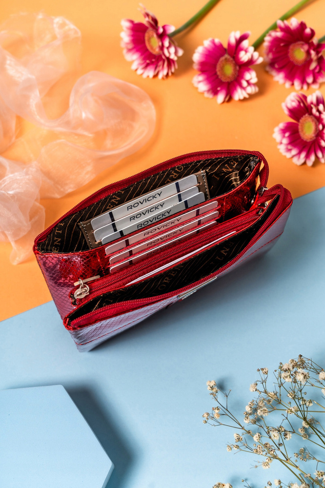 Duży portfel damski na zamek wykonany ze skóry naturalnej - Lorenti - obrazek 6