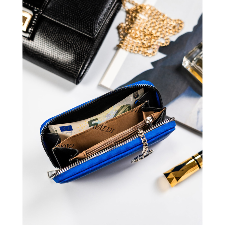 Średni portfel damski ze skóry ekologicznej o groszkowej fakturze - 4U Cavaldi - obrazek 5