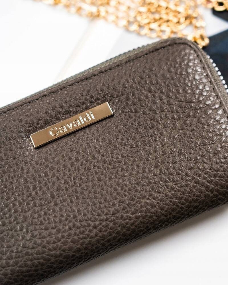 Średni portfel damski ze skóry ekologicznej o groszkowej fakturze - 4U Cavaldi - obrazek 3