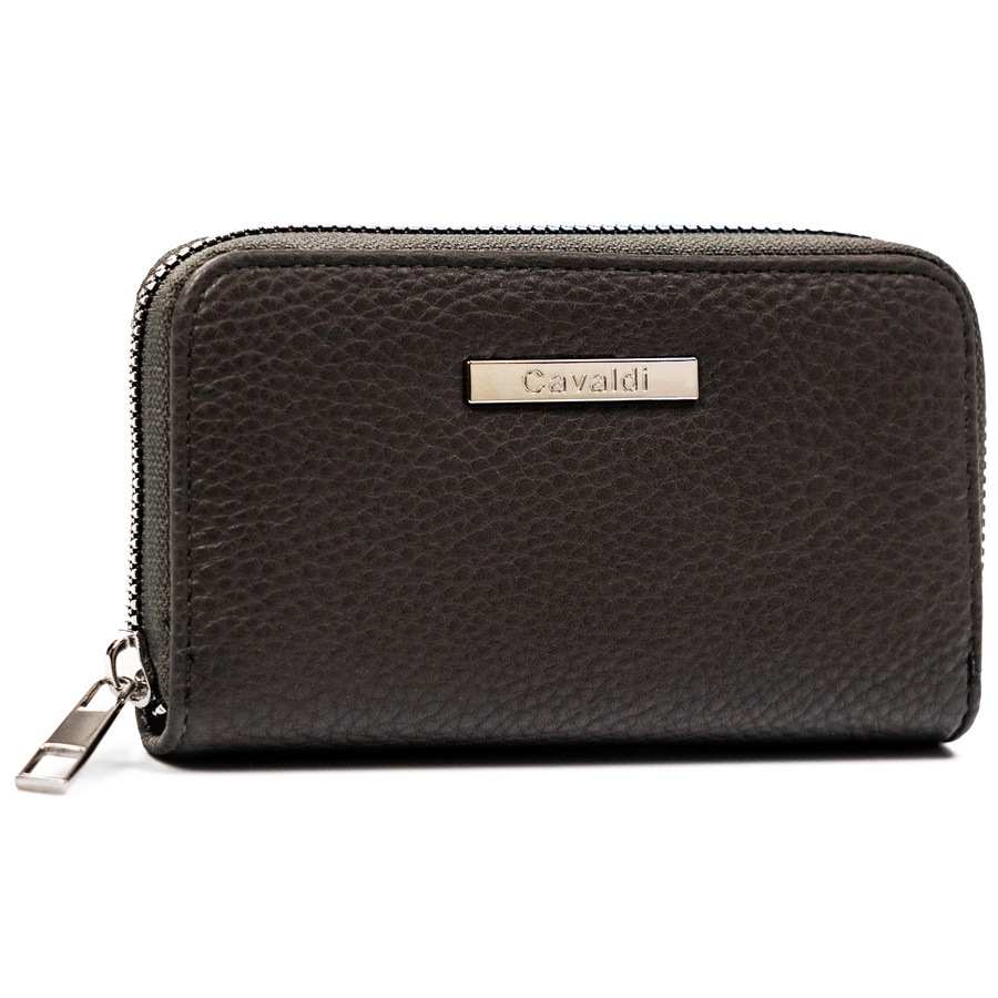 Średni portfel damski ze skóry ekologicznej o groszkowej fakturze - 4U Cavaldi