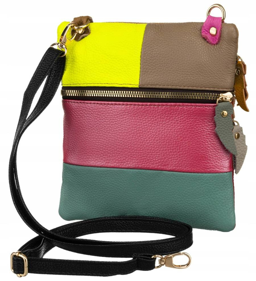 Patchworkowa torebka damska ze skóry naturalnej - obrazek 3