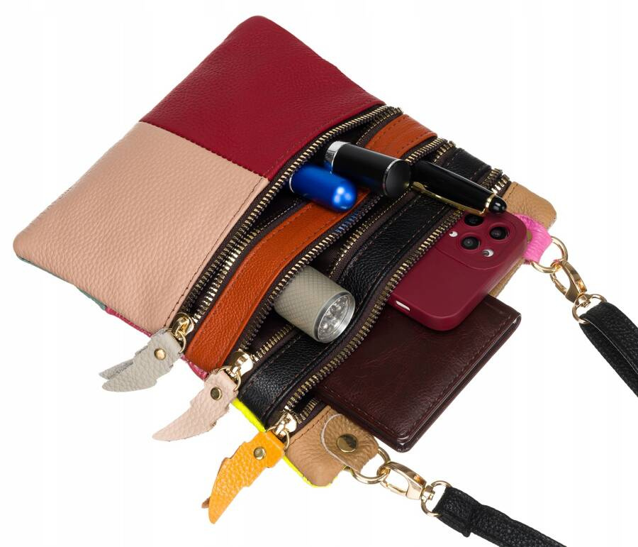 Patchworkowa torebka damska ze skóry naturalnej - obrazek 5