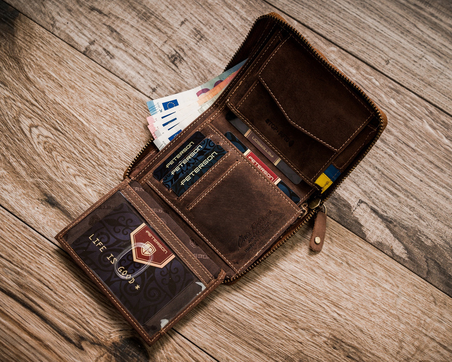 Skórzany portfel męski z godłem i barwami Ukrainy - Peterson - obrazek 8