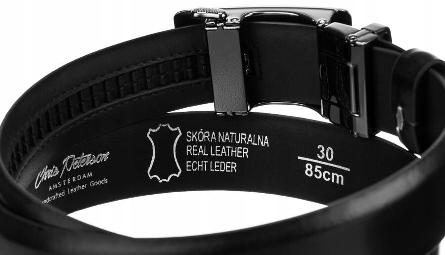 Skórzany pasek męski z klamrą automatyczną - Peterson - obrazek 3