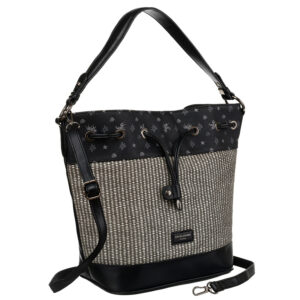 Stylowa torebka worek z ozdobnym panelem - David Jones