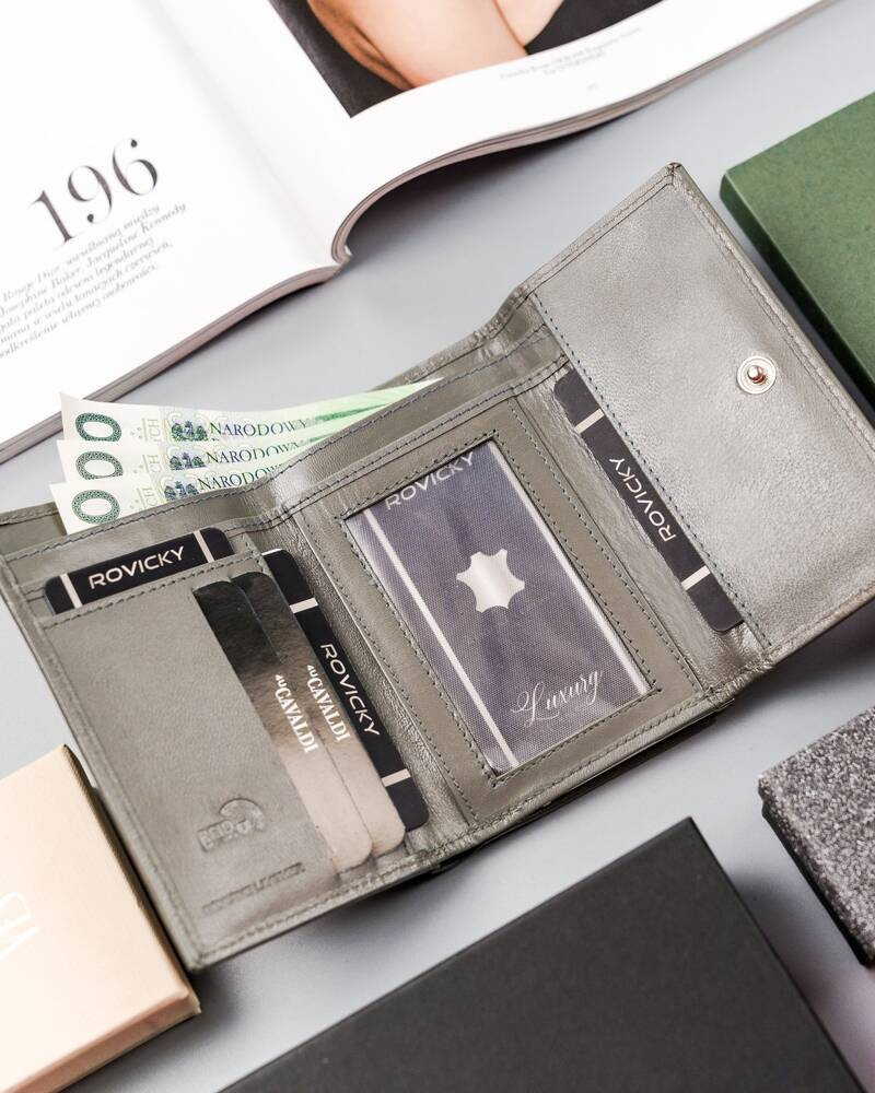 Portfel damski ze skóry naturalnej z portmonetką na bigiel - 4U Cavaldi - obrazek 5