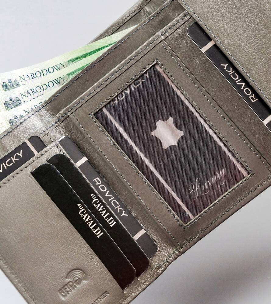 Portfel damski ze skóry naturalnej z portmonetką na bigiel - 4U Cavaldi - obrazek 7