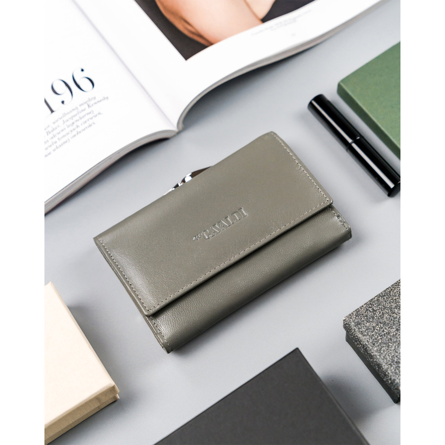 Portfel damski ze skóry naturalnej z portmonetką na bigiel - 4U Cavaldi - obrazek 2