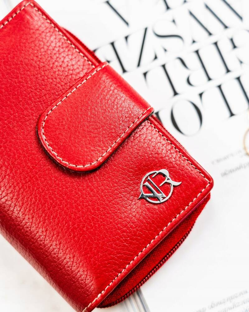 Stylowy, skórzany portfel damski na zatrzask i suwak - Rovicky - obrazek 3