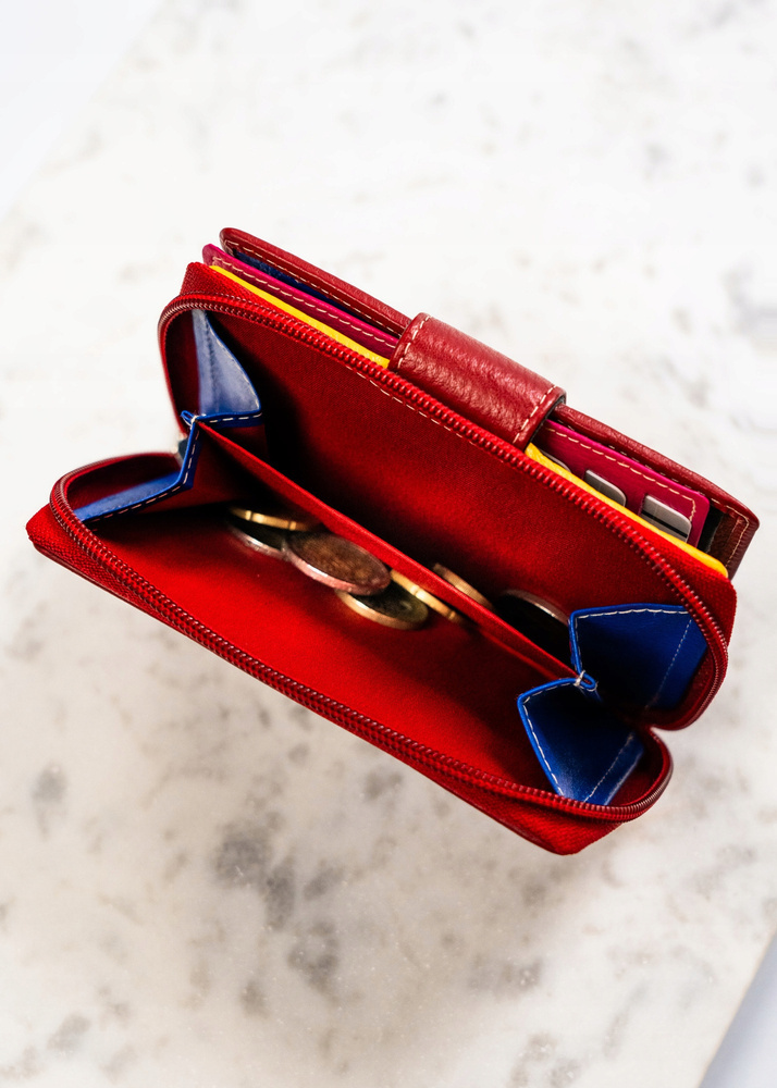 Stylowy, skórzany portfel damski na zatrzask i suwak - Rovicky - obrazek 7